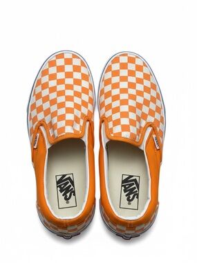 Vans Checkerboard Slip-On Sneakers - Orange & White